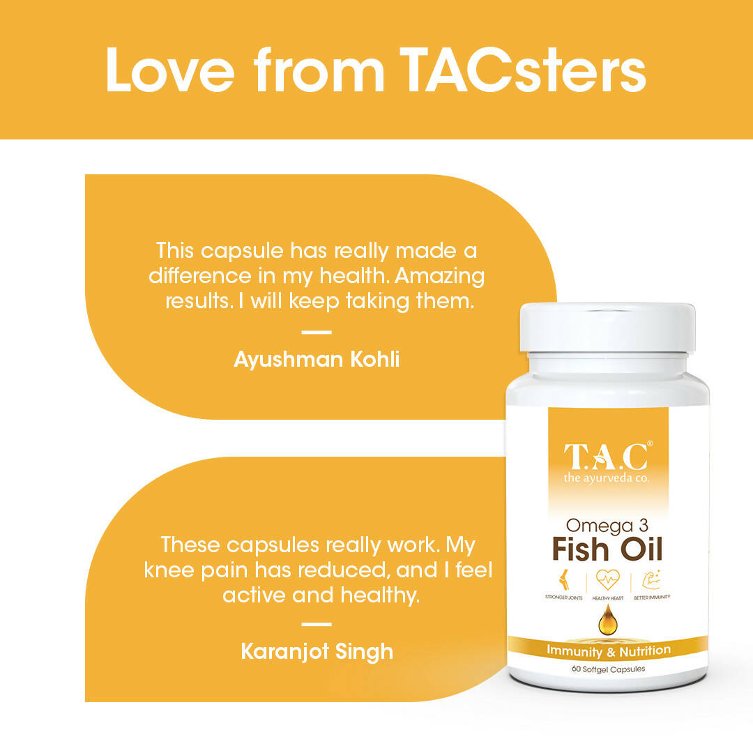 TAC - The Ayurveda Co. Omega 3 Fish Oil Soft Gel Capsules - Grab2buy