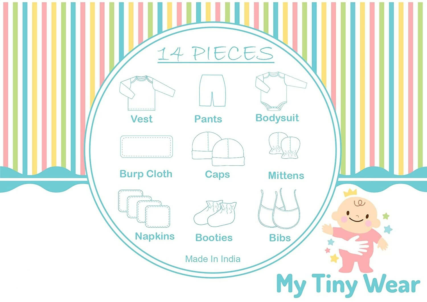 My Tiny Wear Full Sleeves New Born Baby Gift Set - Peach