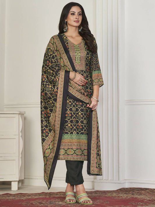 Aastha Fashion Women's Brown Pashmina Floral Digital Printed Kurta with Trouser & Dupatta - Grab2buy