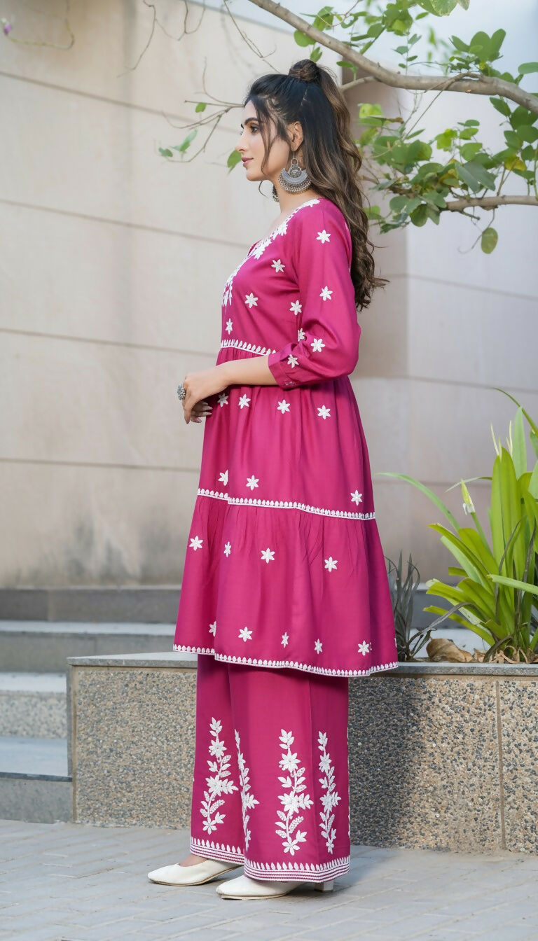 BulBul Dhawani Rayon Wine Co-Ord Set 
