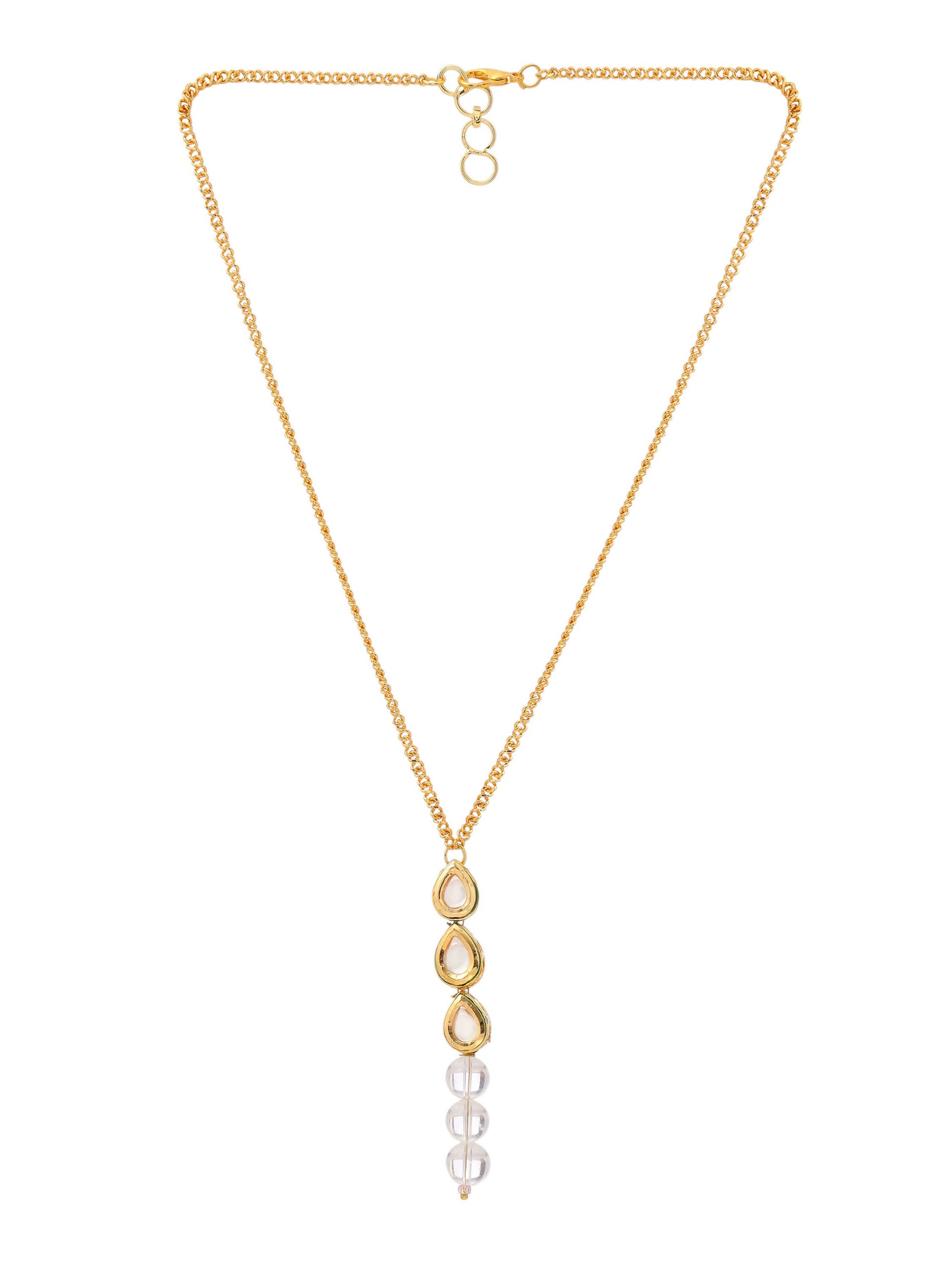 Ruby Raang White Clear Quartz Kundan Necklace