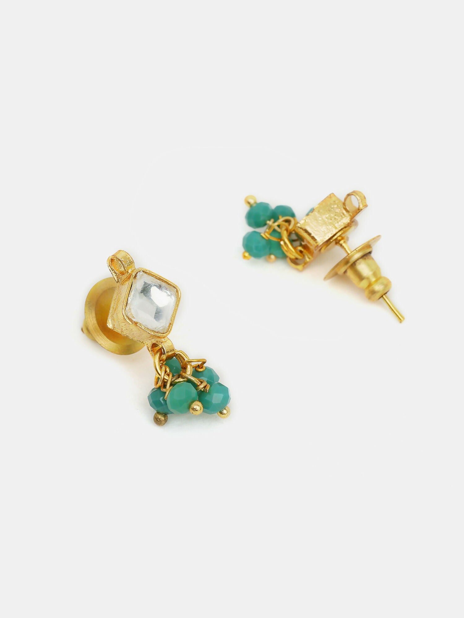 Ruby Raang Gold-White Set Of Earrings And Maang Tikka