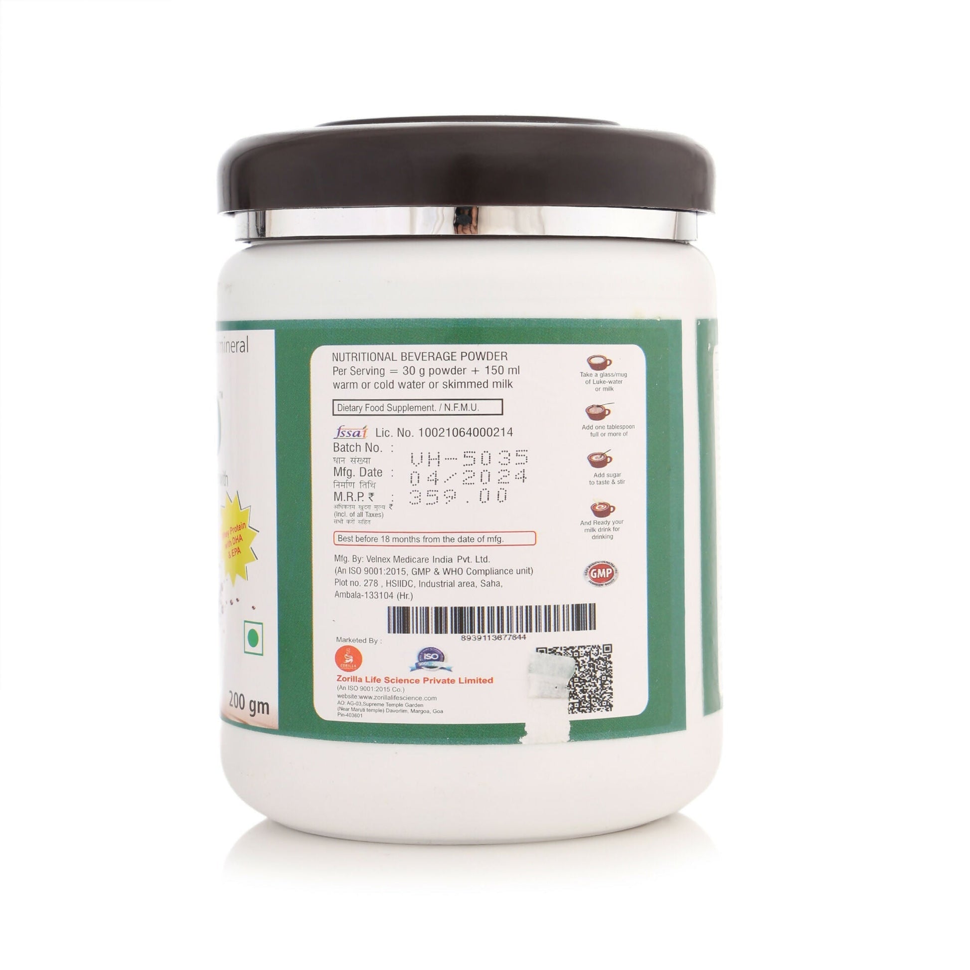 Zorilla Life Science Zoripro Protein Powder - Chocolate I Multivitamin I Multimineral I Anti-Oxidant for all ages I with Power of Herbs 