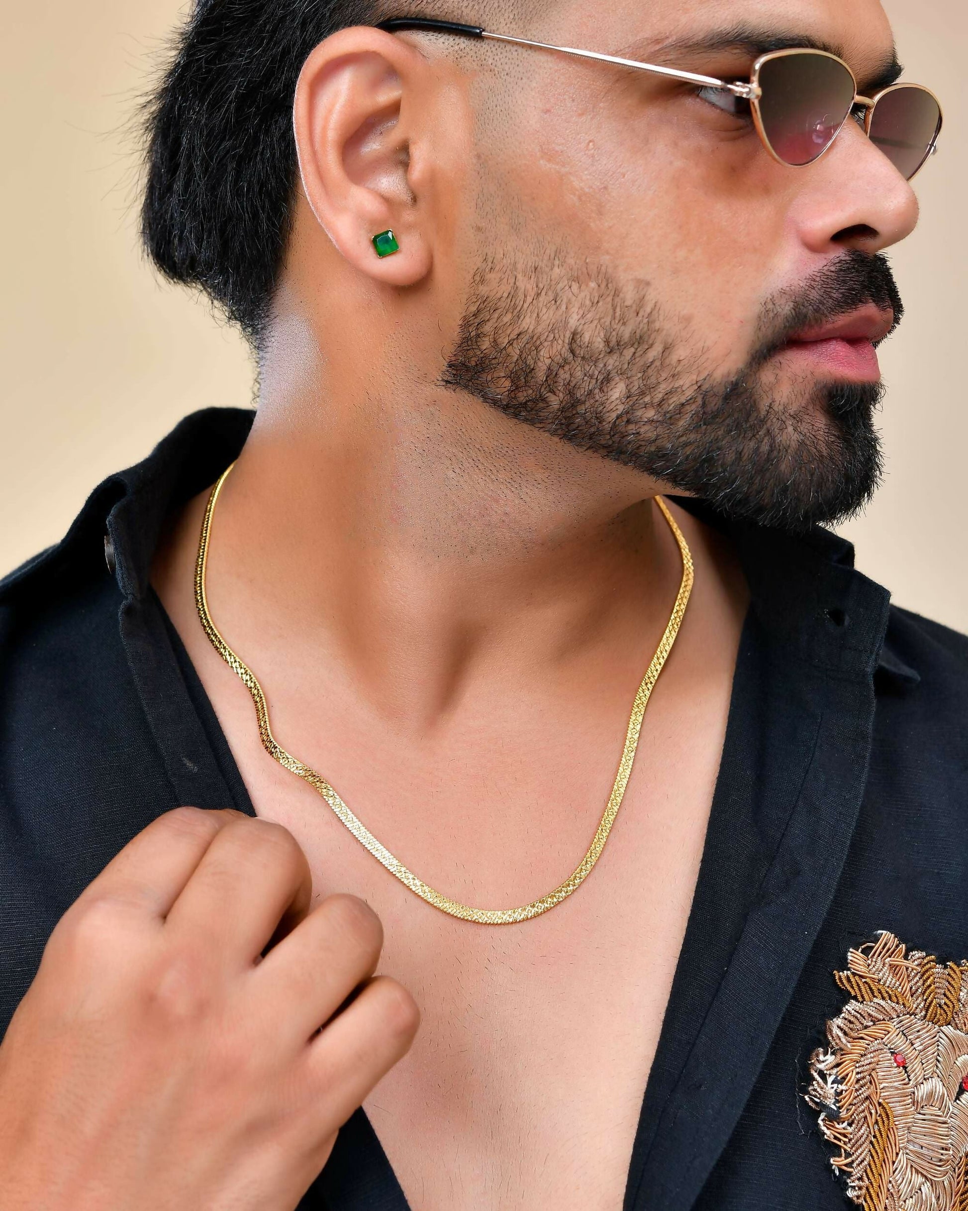 VOJ Men's Gold-Polished Thick Snake Chain 