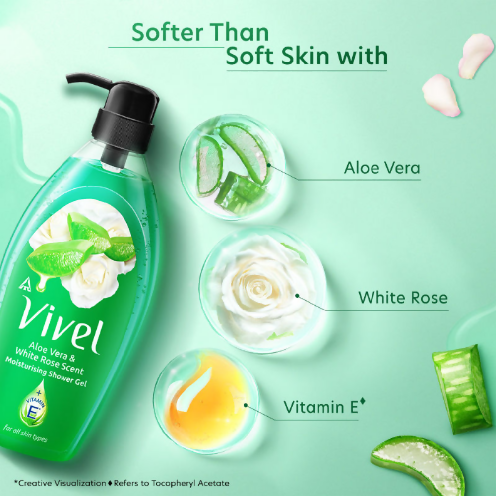 Vivel Aloe Vera & White Rose Scent Moisturizing Shower Gel  Grab2Buy Vivel Grab2Buy