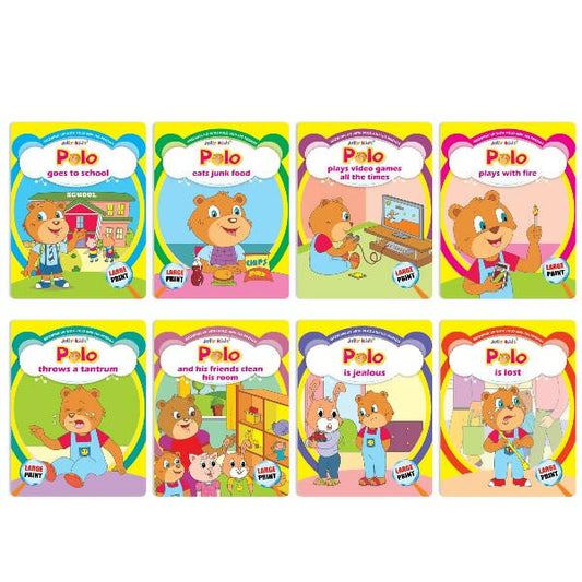 Jolly Kids Growing Up with Polo and His Friends Character Base Stories Books Set of 8| Large Picture Stories Books for Kids Ages 3 -8 Years