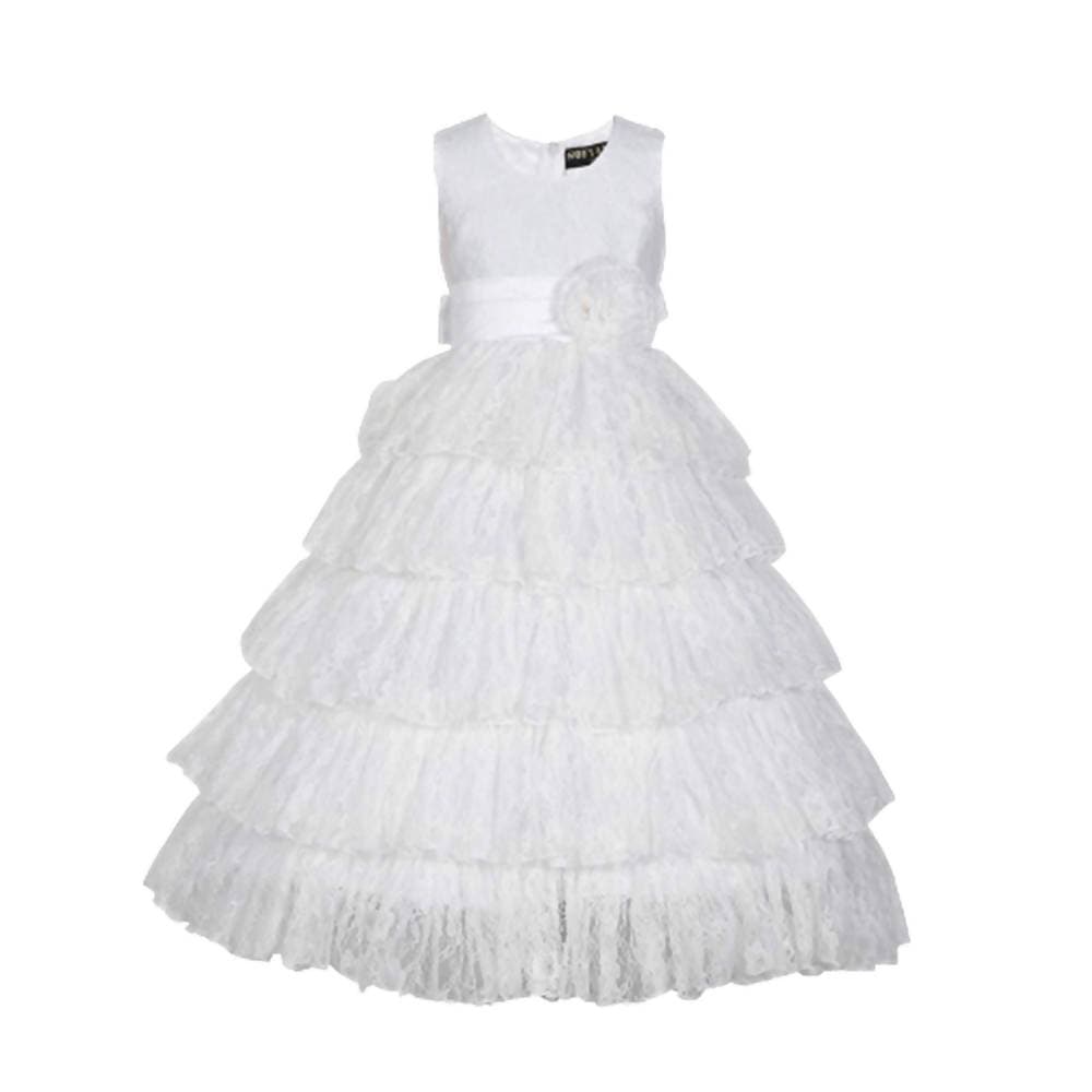 Asmaani Baby Girl's White Colour Satin A-Line Maxi Full Length Dress (AS-DRESS_22110) - Grab2buy