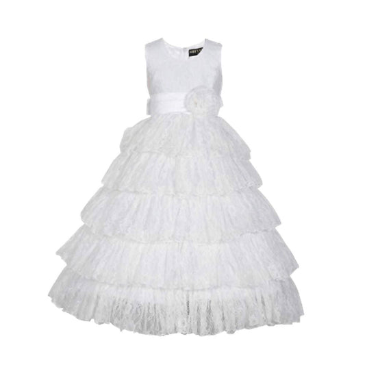 Asmaani Baby Girl's White Colour Satin A-Line Maxi Full Length Dress (AS-DRESS_22110) - Grab2buy