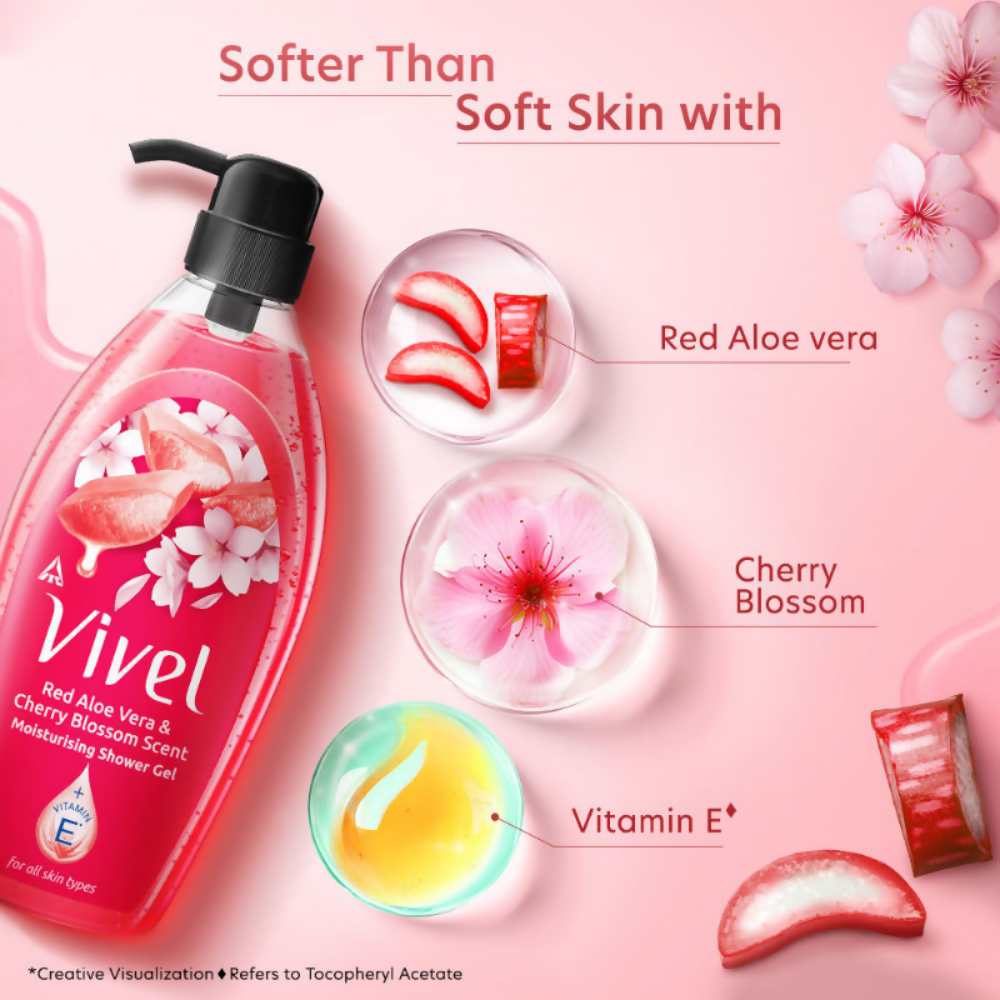 Vivel Red Aloe Vera & Cherry Blossom Scent Moisturizing Shower Gel  Grab2Buy Vivel Grab2Buy