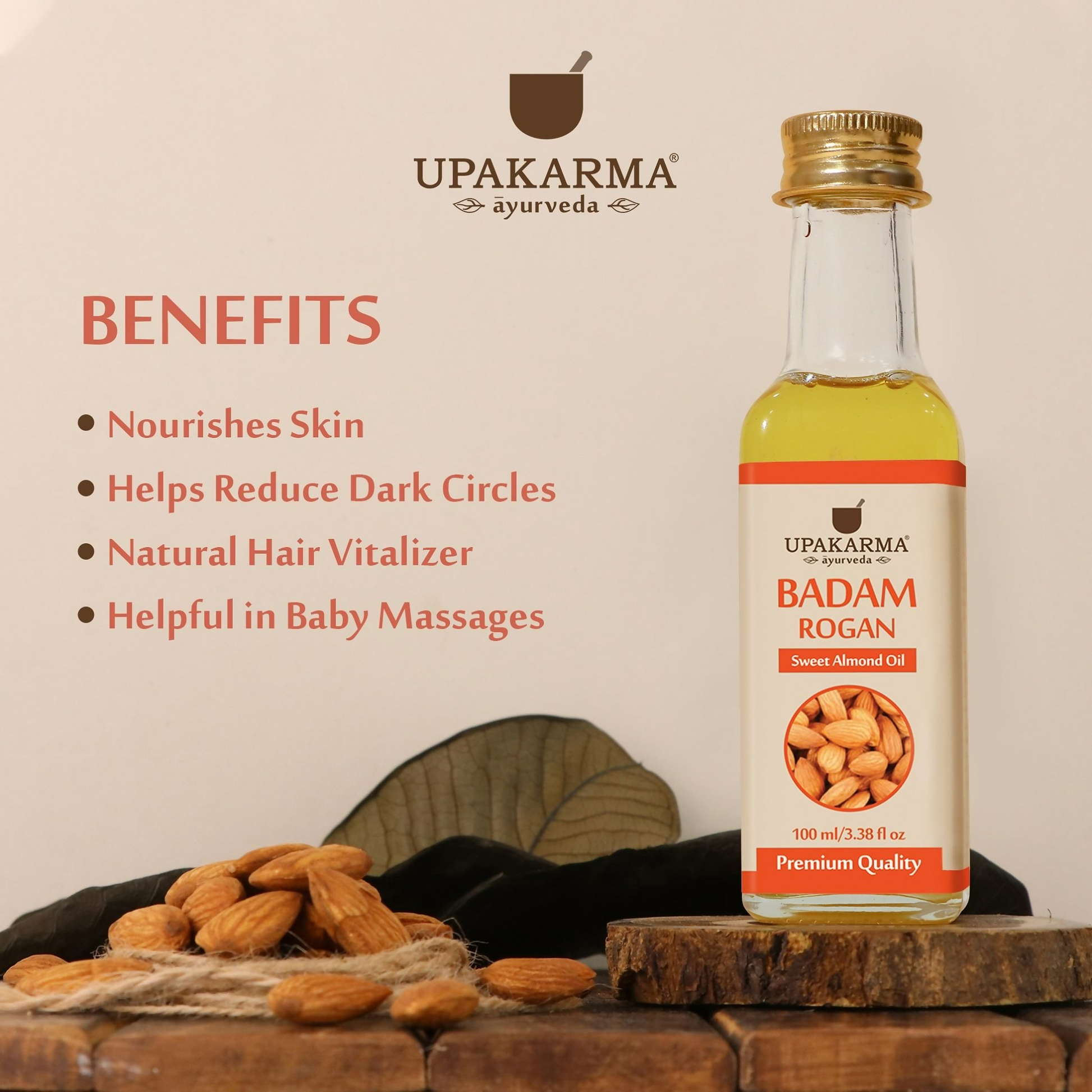 Upakarma Ayurveda Body Skin & Hair Oil Badam Rogan Sweet Almond Oil  Grab2Buy Upakarma Ayurveda Grab2Buy