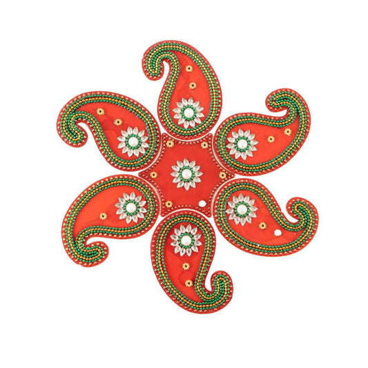 Kundan HandiKrafts Mango Rangoli Red Color (Medium) - Grab2buy