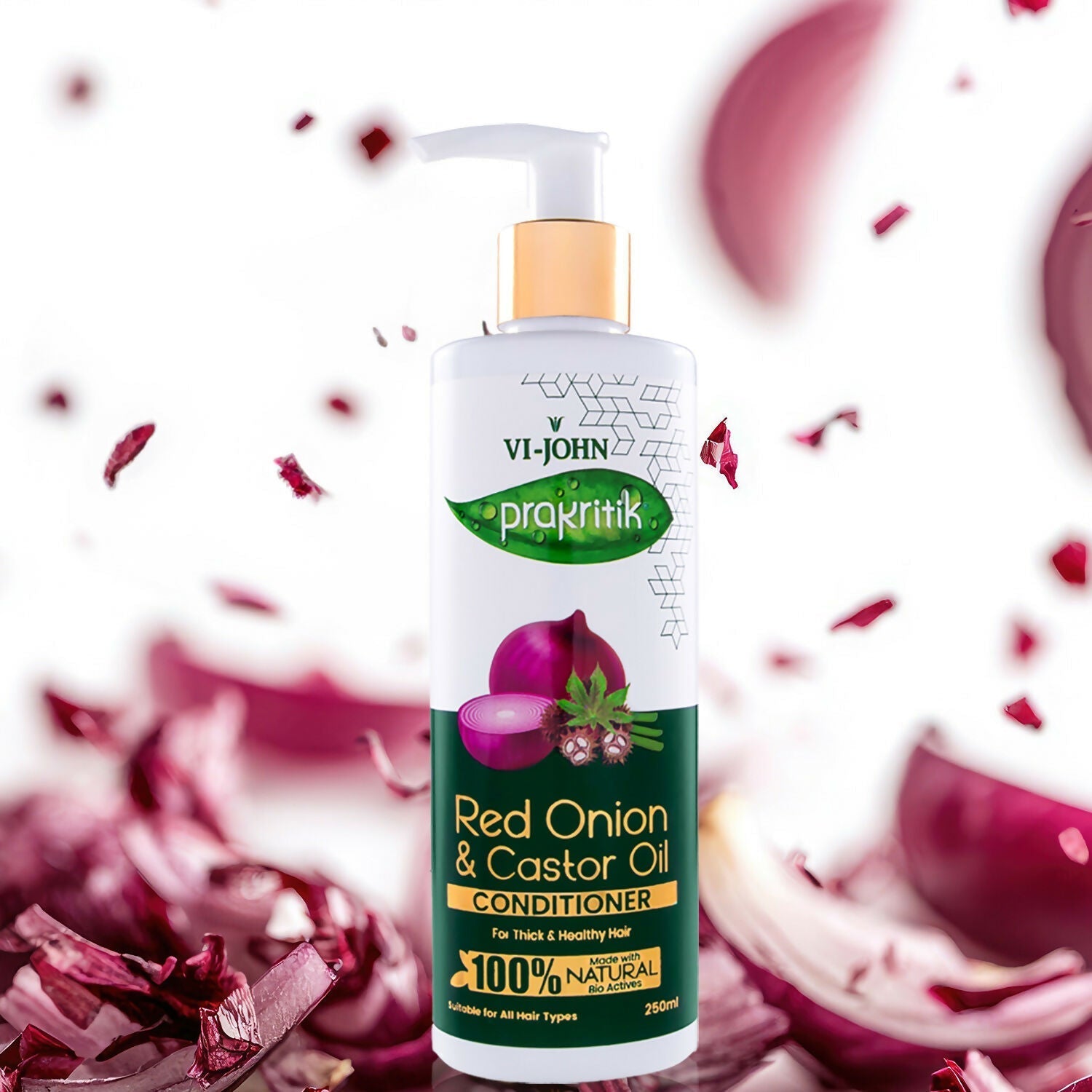 VI-JOHN Prakritik Red Onion & Castor Oil Conditioner to Prevent Dry Hair, 100% Natural Bio Actives  Grab2Buy VI-JOHN Grab2Buy