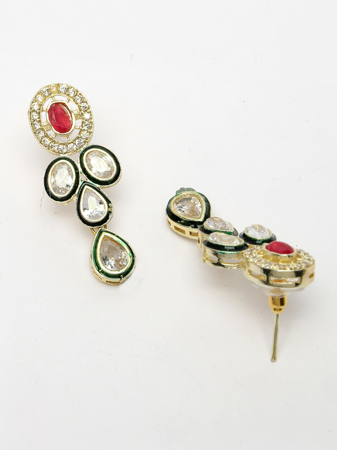 NVR Women's Red & Gold Kundan Studded Handcrafted Jewellery Set - Grab2buy