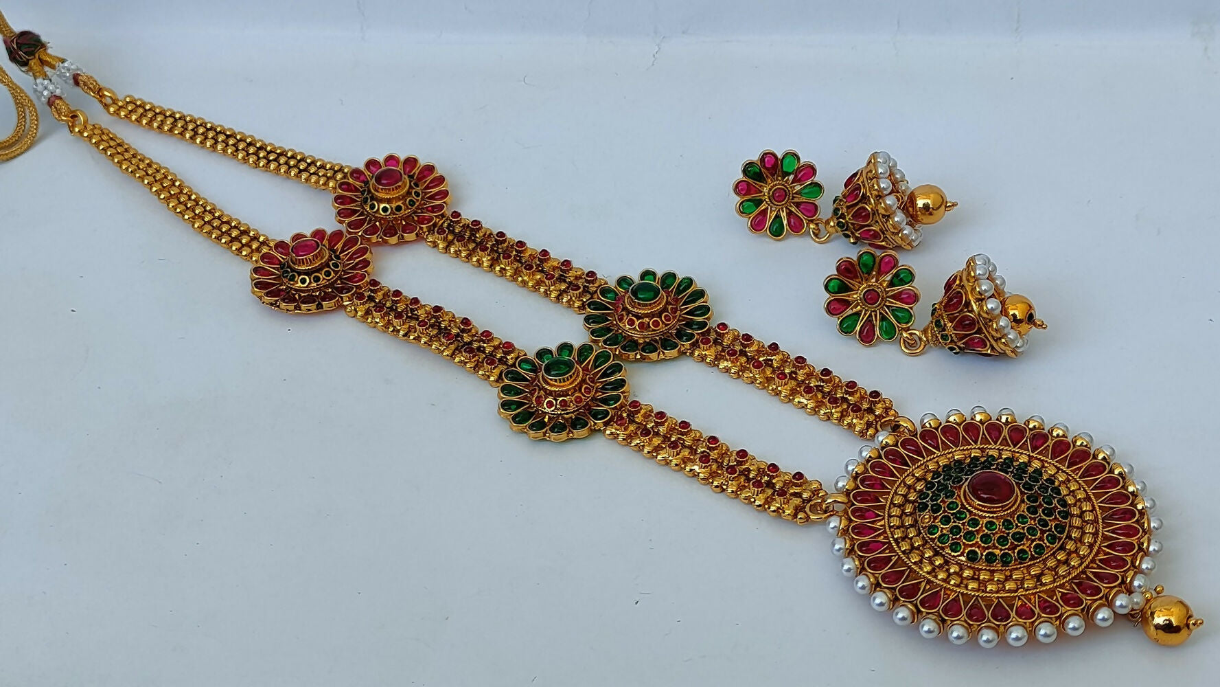Traditional Multicolor Kemp Long Necklace Set - Grab2buy