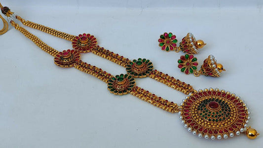Traditional Multicolor Kemp Long Necklace Set - Grab2buy