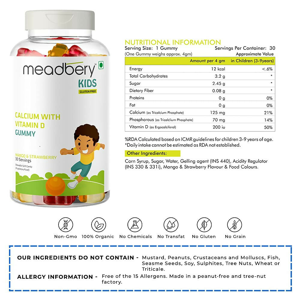 Meadbery Kids Calcium With Vitamin D Gummy 