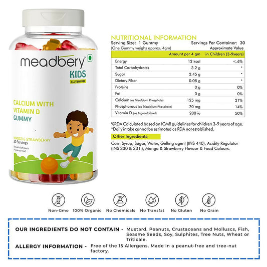 Meadbery Kids Calcium With Vitamin D Gummy 