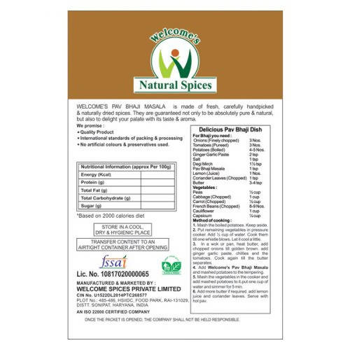 Welcome’s Natural Spices Pav Bhaji Masala Powder - Grab2buy