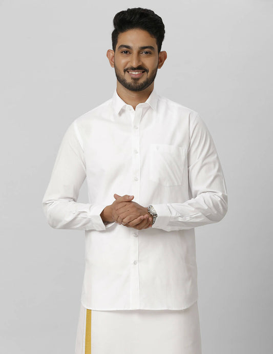 Ramraj Cotton Mens Fullsleeve White Shirt Pus Size 