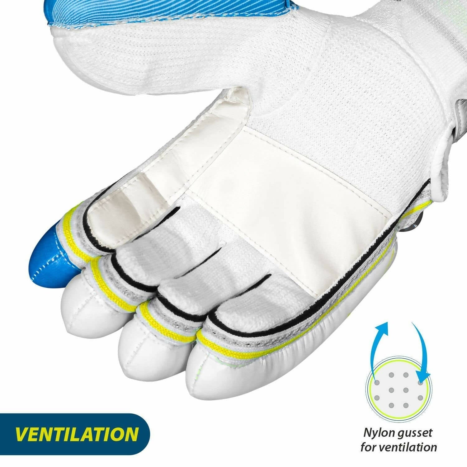 DSC Condor Ruffle Cricket Batting Gloves - Youth Left Multicolour with Cotton Gusset 