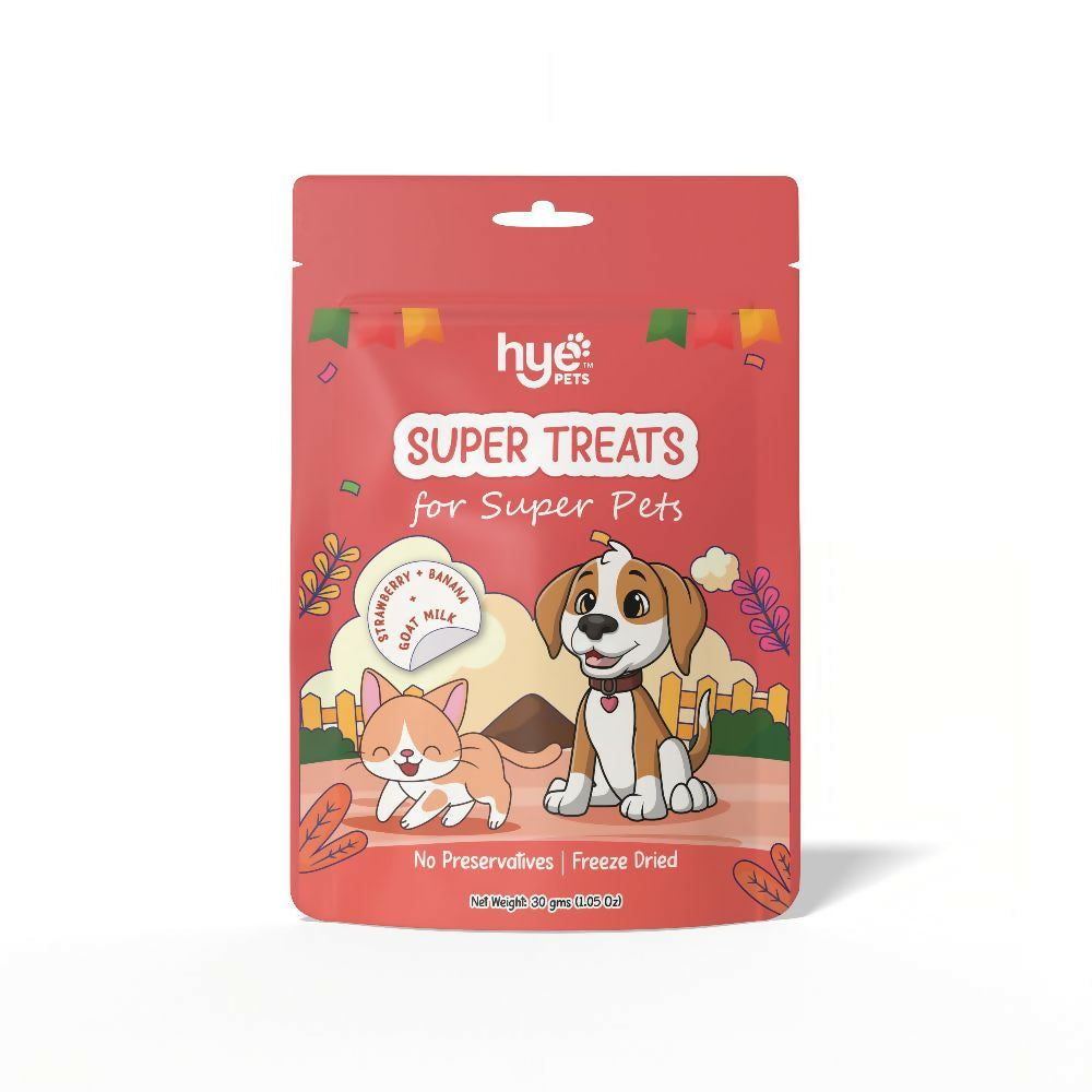 Hye Pets Super Treats For Super Pets – Freeze Dried Treats Made With Goat Milk, Strawberry & Banana 