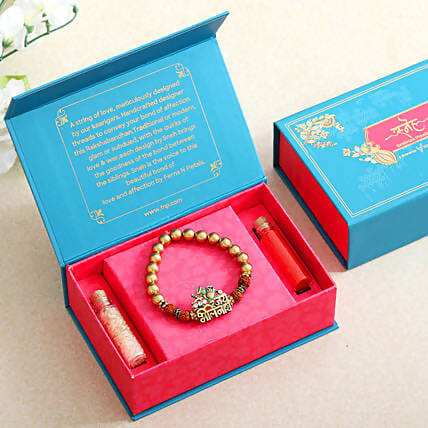 Jai Bholenath Bracelet Rakhi & Almond Jar