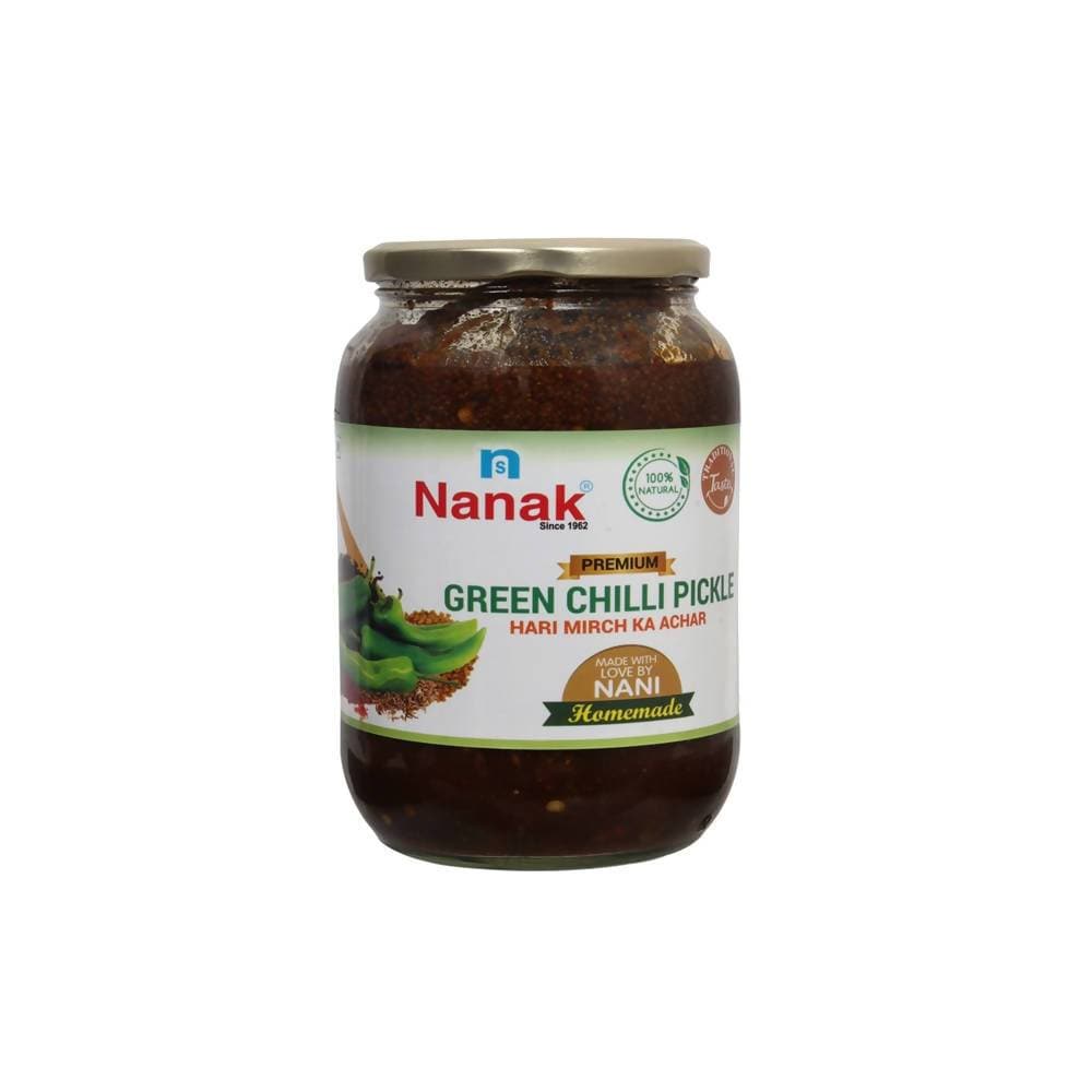 Nanak Homemade Green Chilli Pickle,1Kg-[Less Oil & Salt] - Grab2buy
