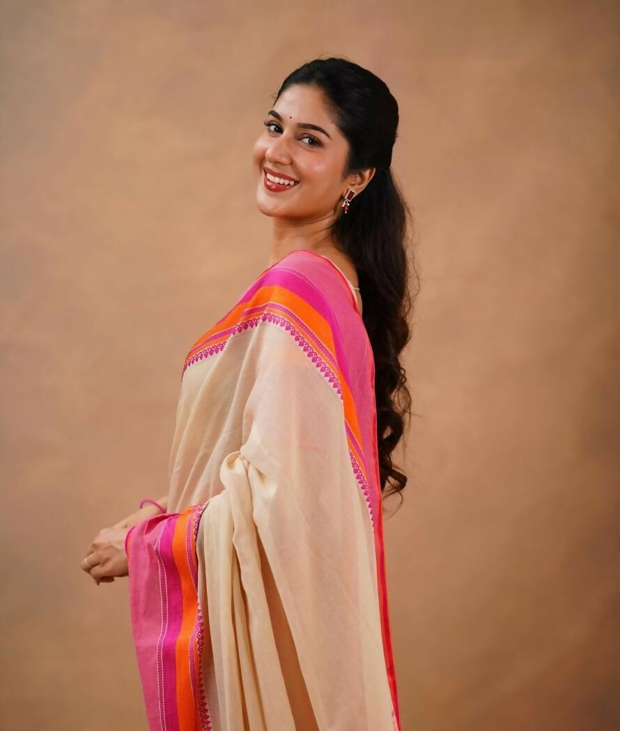 Exclusive Collection Beige Beautiful Khadi Cotton Handloom Grab2Buy 