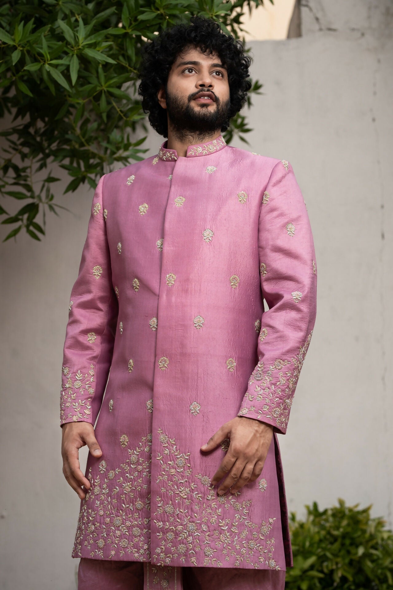 Purple Sherwani Set by Hilo Design