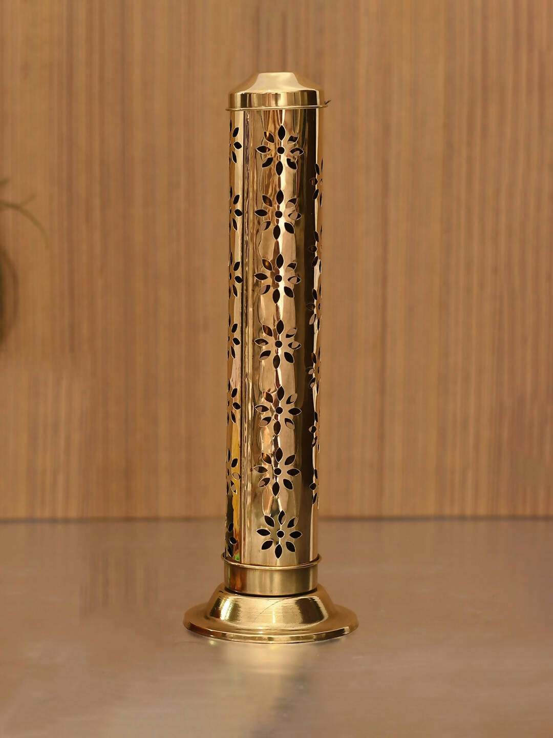 CraftVatika Gold-Toned Incense Holder Agarbatti Stand with Ash Catcher 