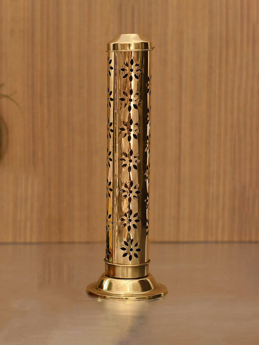 CraftVatika Gold-Toned Incense Holder Agarbatti Stand with Ash Catcher 