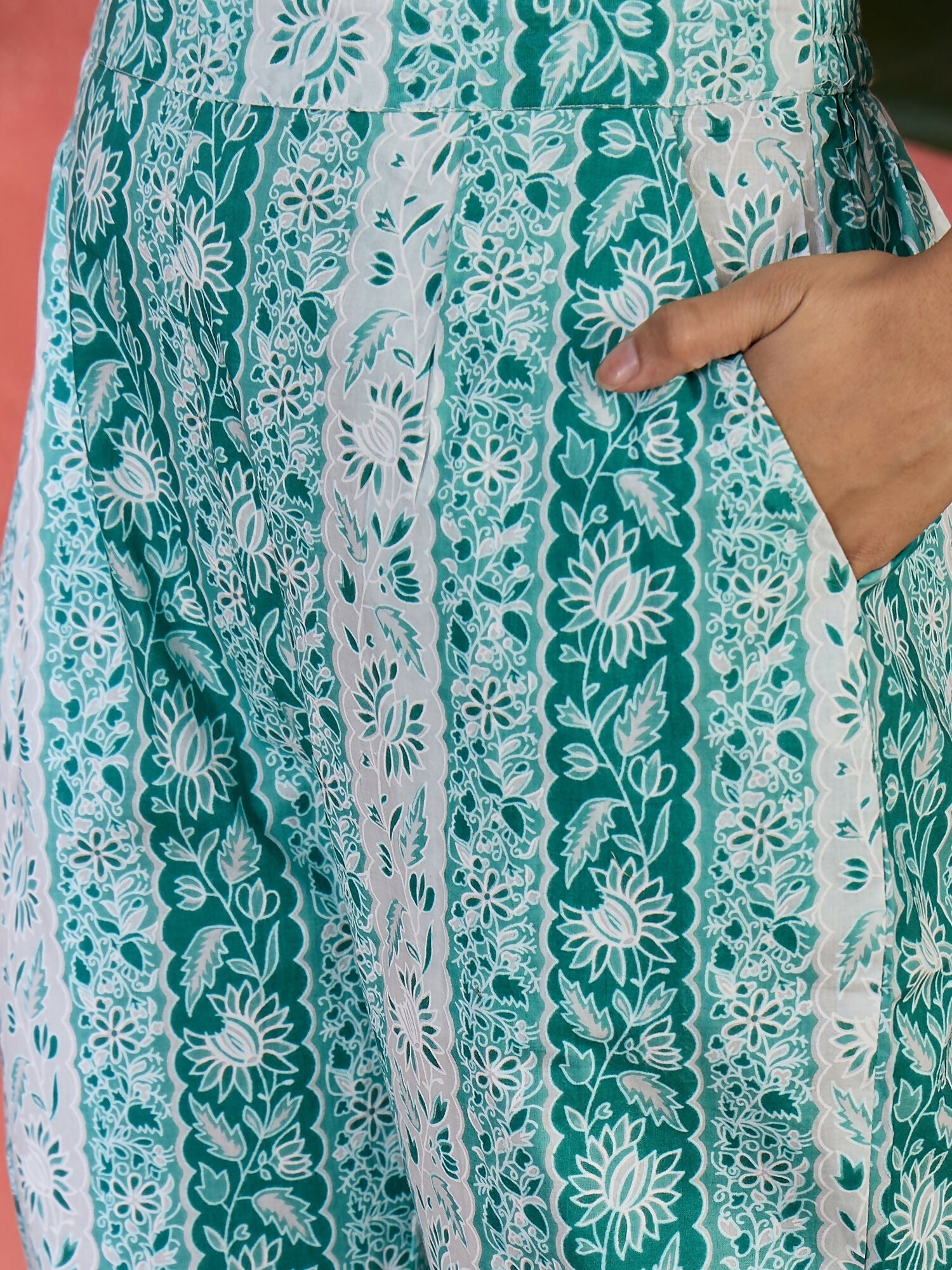 Joban Fashion Printed Teal Pure Cotton Kurta Set