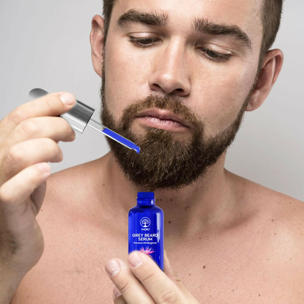 Ivory Natural Grey Beard Combo (Serum + Beard Wash) For Early Graying Beard | Swadesiicart