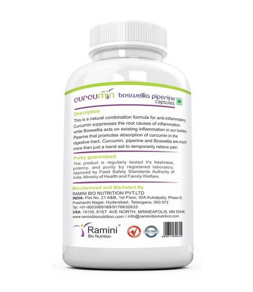 Ramini Bio Nutrition Curcumin Piperine Boswellia Veg Capsules - Grab2buy