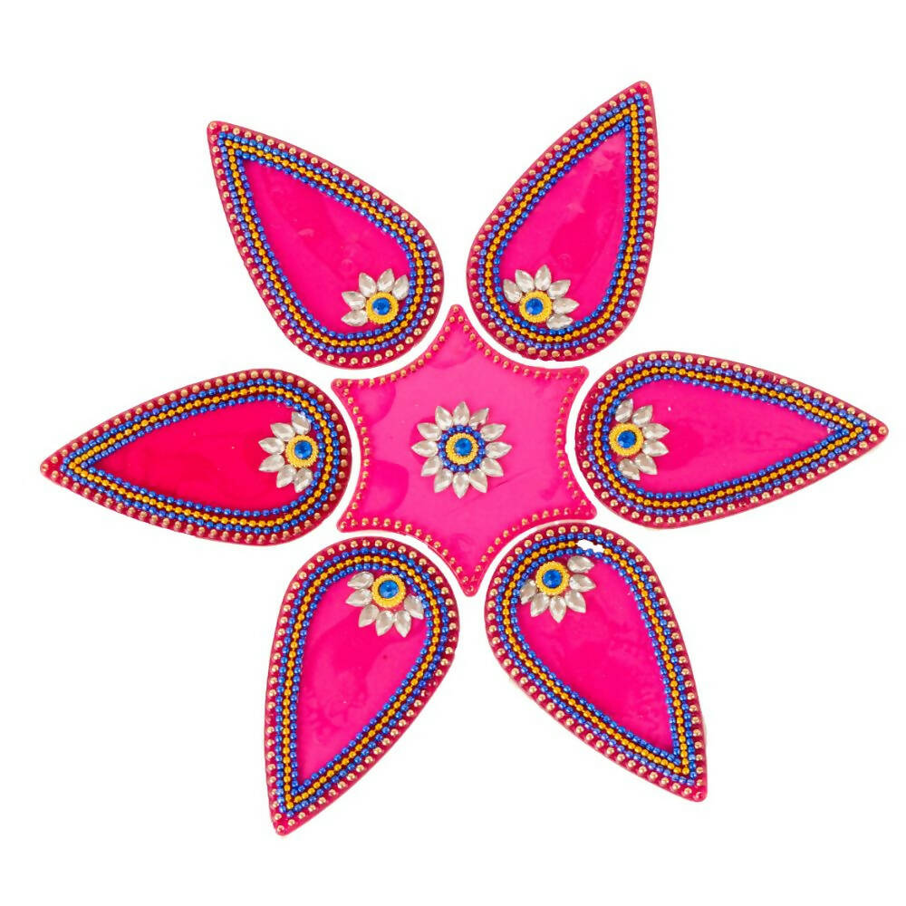 Kundan HandiKrafts Drop Rangoli Pink (Medium) - Grab2buy