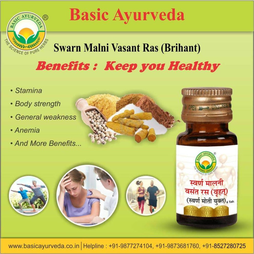 Basic Ayurveda Swarn Malni Vasant Ras (With Gold) Tablets  Grab2Buy Basic Ayurveda Grab2Buy
