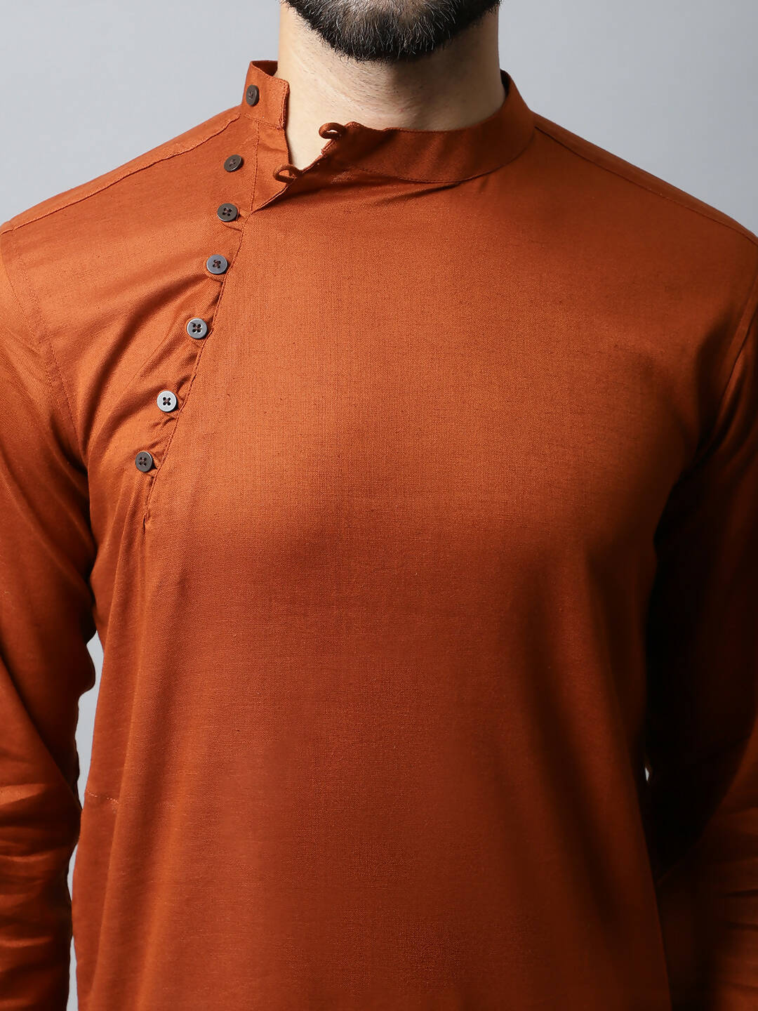 Even Apparels Brown Color Pure Cotton Men's Kurta With Side Placket (SLD1137) 