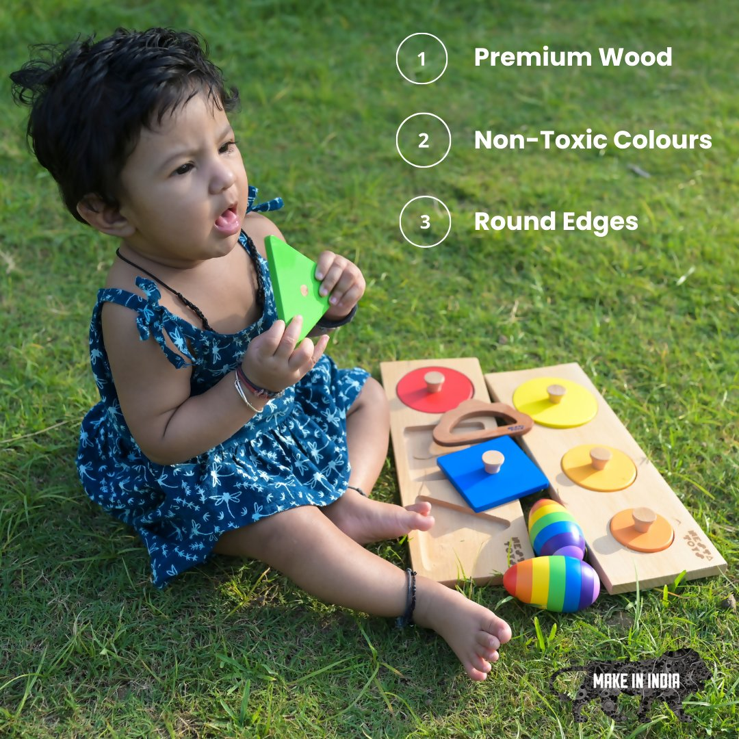 Nesta Toys Wooden Egg Shaker (Rattle) & Teether Combo - Baby Shower Gift| Newborn Toy