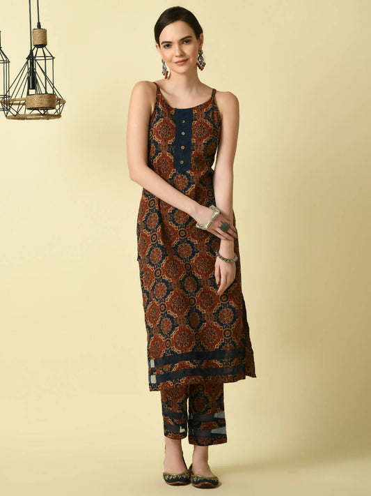Myshka Women's Multi Straight Kurta & Trousers