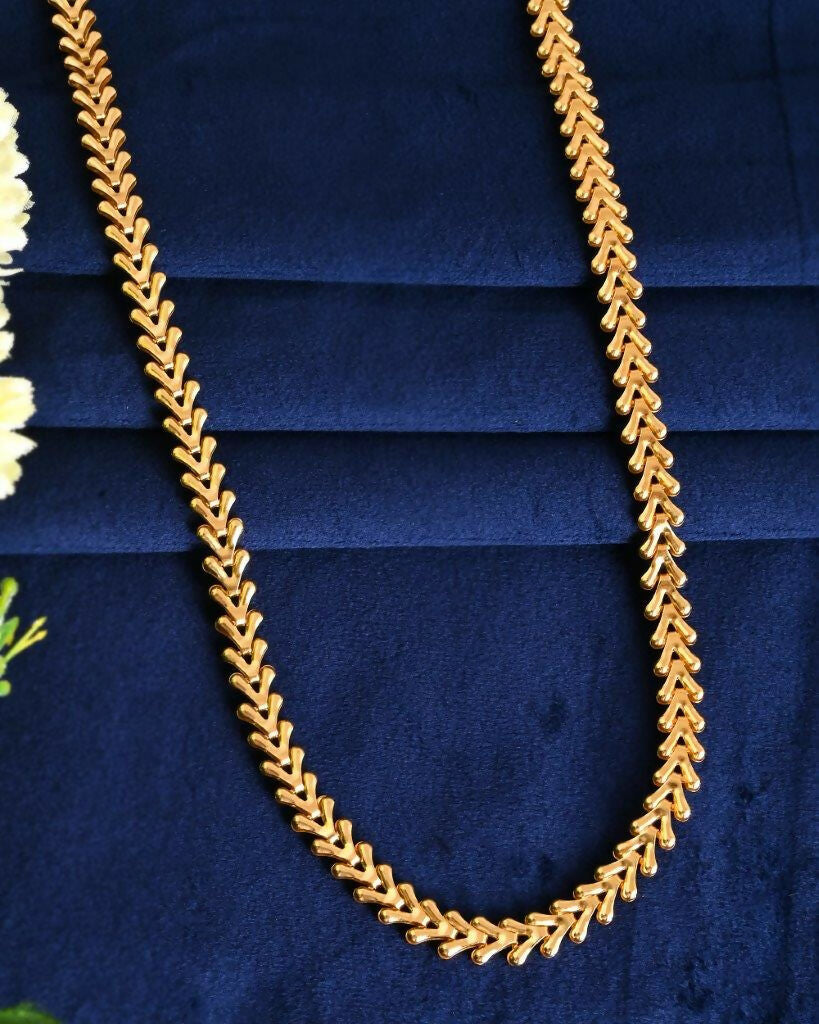 VOJ Gold-Polished Designer V Shaped Chain For Men 