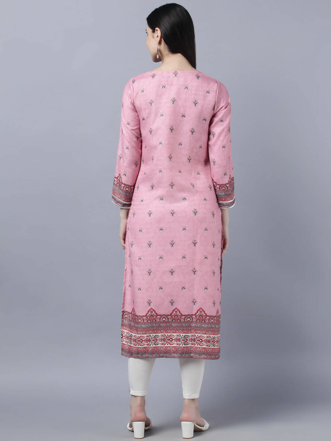 Myshka Women Pink Red Ethnic Motifs Printed Kurta