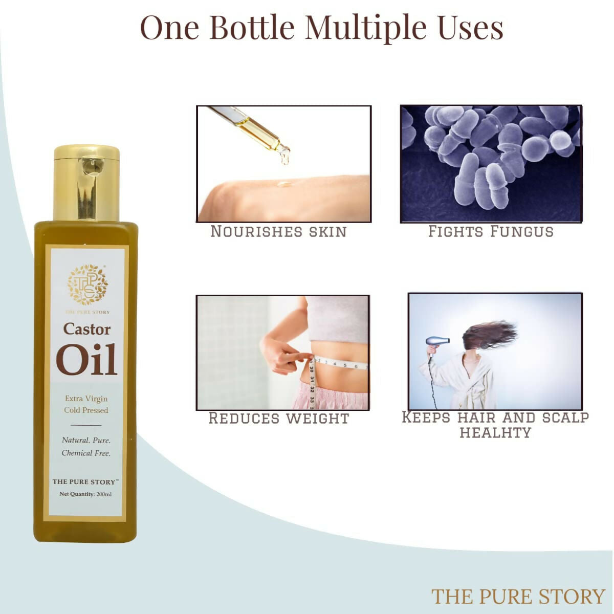 The Pure Story Natural Cold Pressed Castor Hair Oil  Grab2Buy The Pure Story Grab2Buy