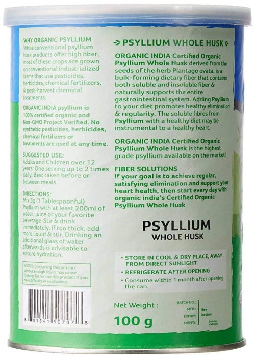 Organic India Psyllium Whole Husk | Certified Organic Isabgol for Digestive Health & Regularity 