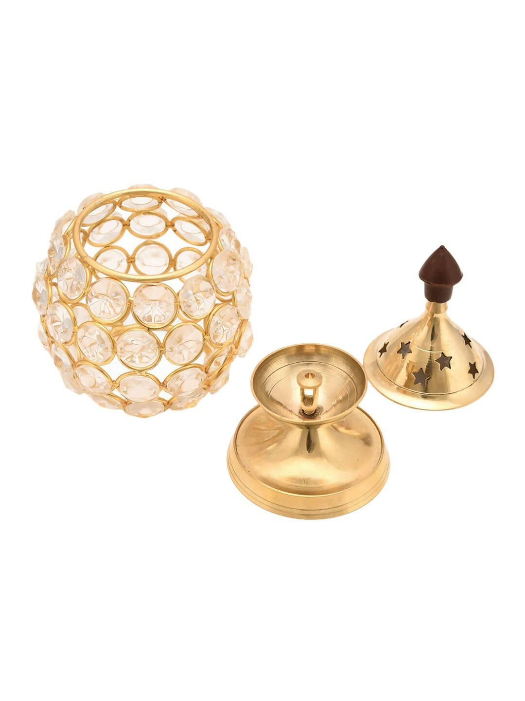 Craftvatika Gold Toned Brass Decorative Akhand Diya Oil Lamp 