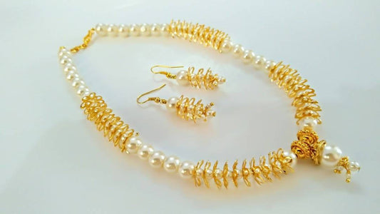 White Beaded Designer Necklace Set