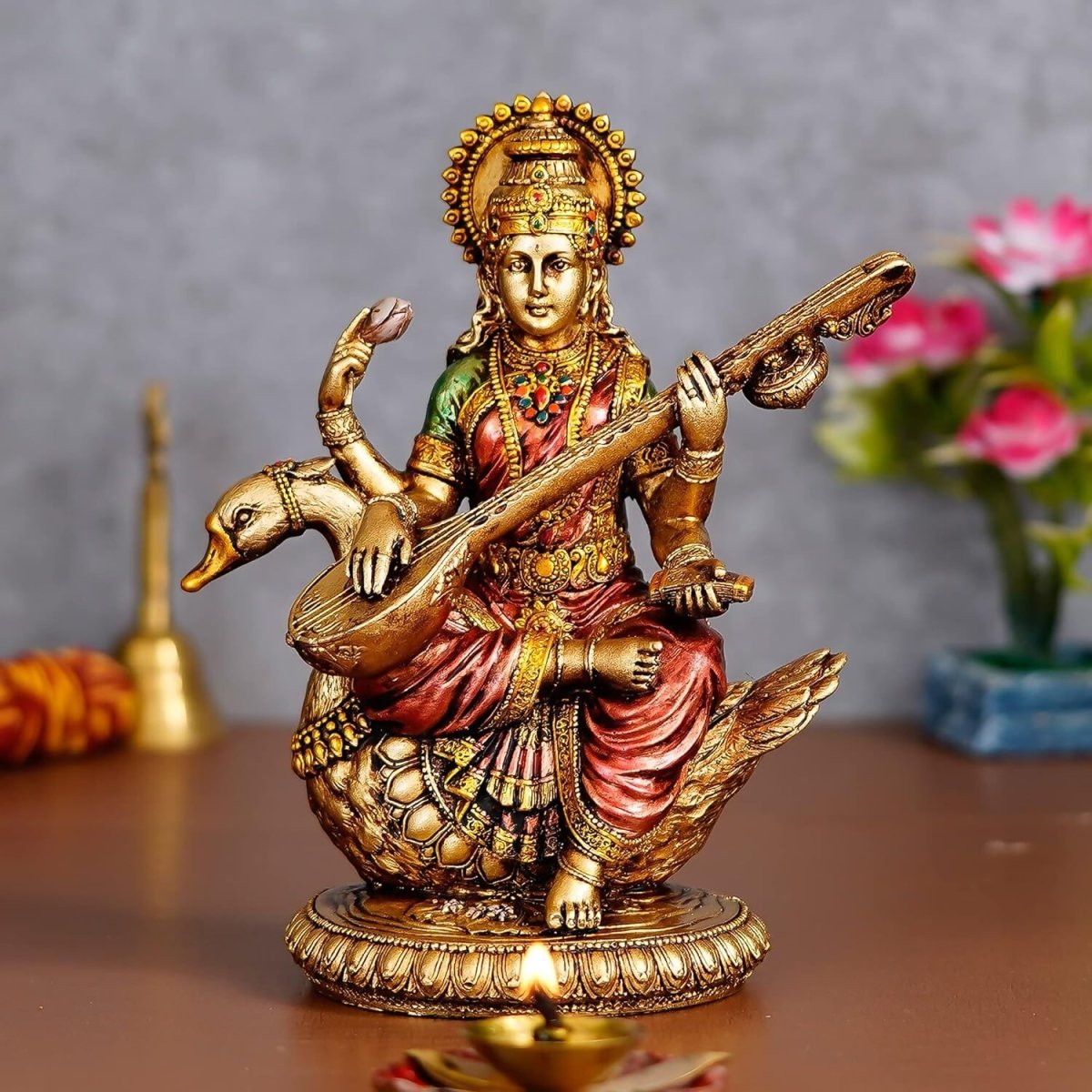Antiqu Goddess Saraswati Idol - Grab2buy