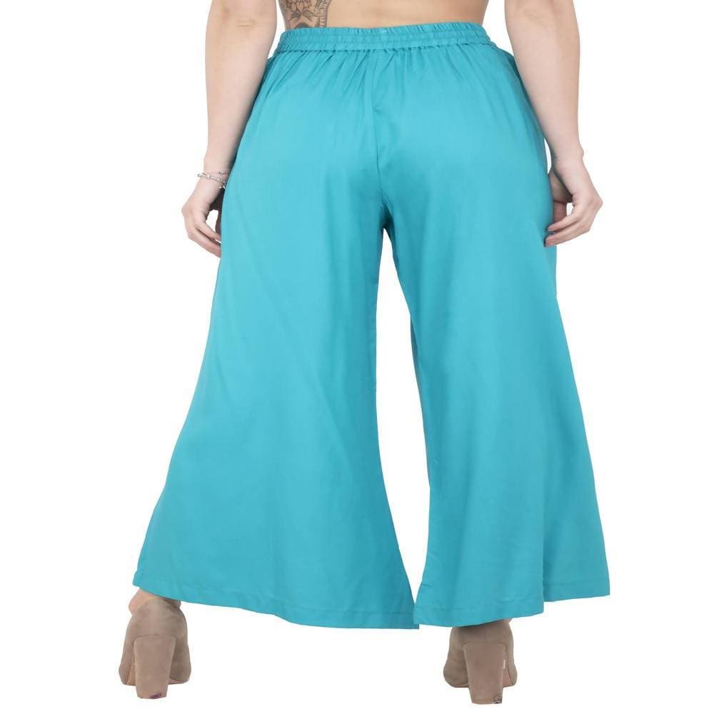 Lagi Women's Turquoise Blue Solid Palazzo (PLZ04H) 