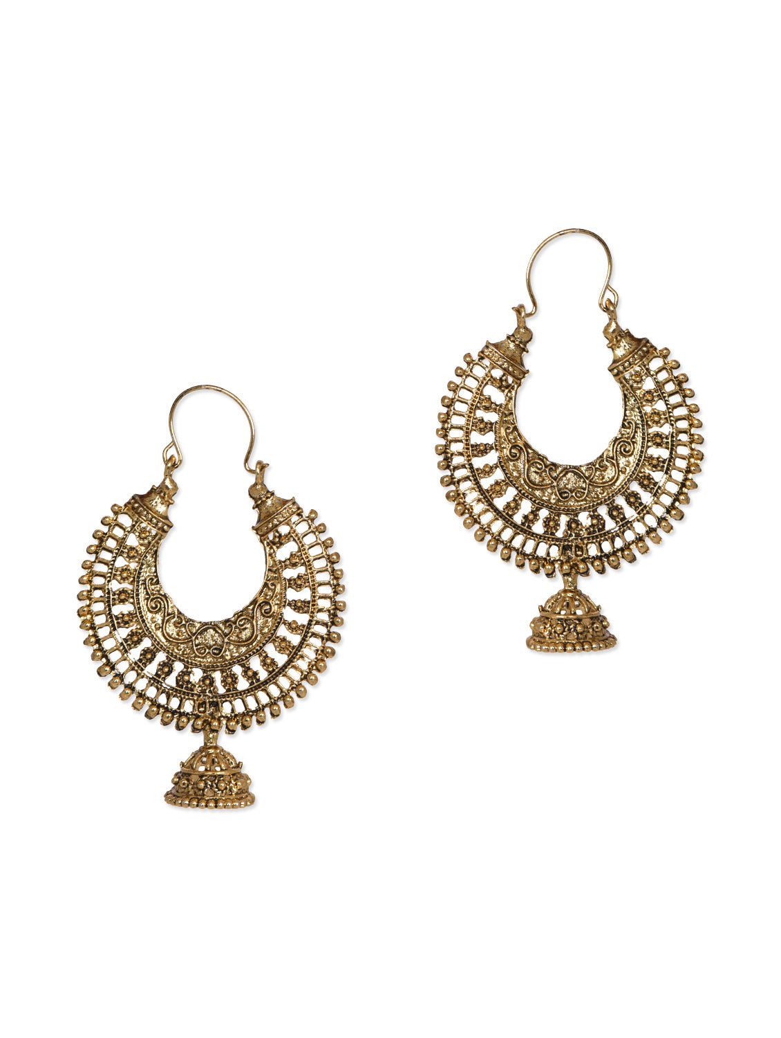 Gold-Plated Alloy Golden Round Hoop Style Earrings - The Pari - Grab2buy