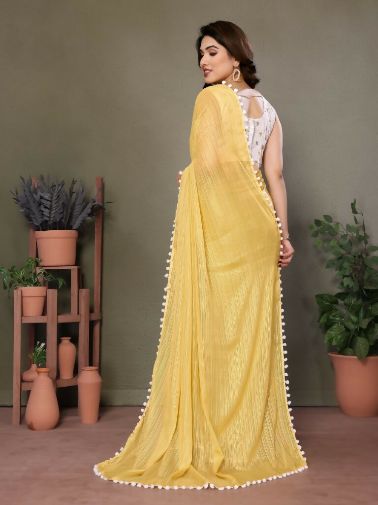 Designer Partywear Yellow Banglor Fancy Saree - Kanak