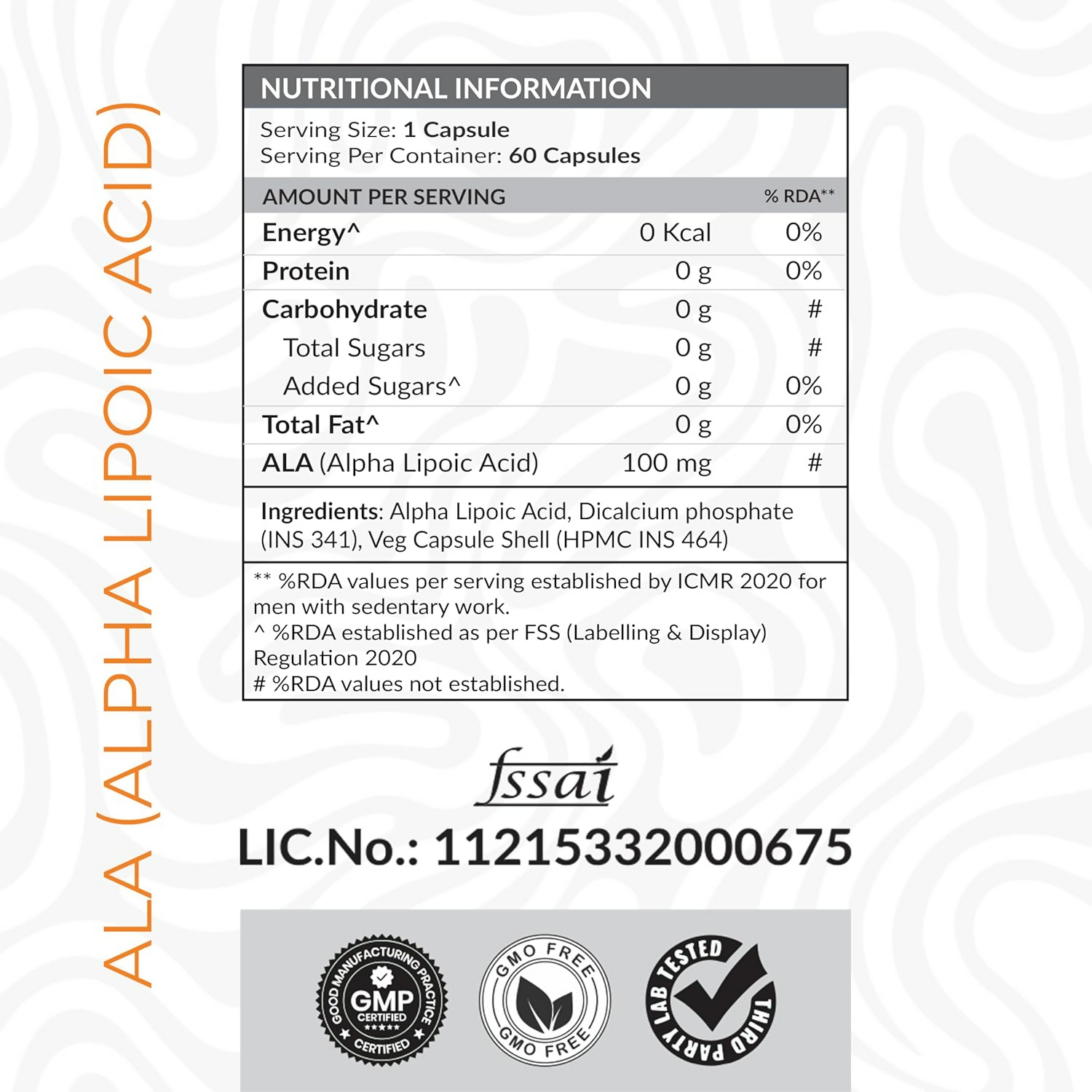 As-It-Is Atom Ala (Alpha Lipoic Acid) Veg Capsules 